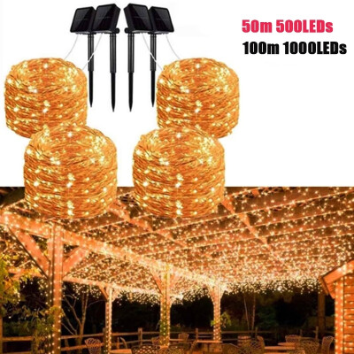 

50100M 5001000LEDs 8 Modes Solar String Lights Copper Fairy Light Waterproof Outdoor Decor Lights for Christmas Wedding