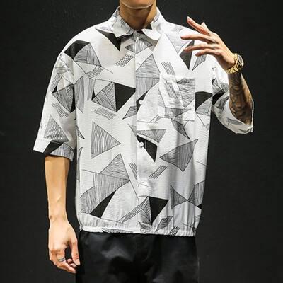 

Tailored Mens New Style Fashion Retro Short Sleeve Shirt Comfortable Printed Shirt