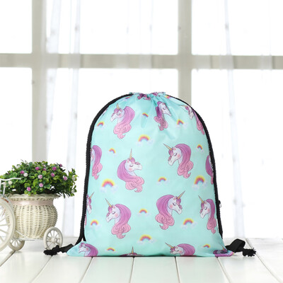 

Cute Unicorn School Bag Women Girl Drawstring Backpack Handbag Rainbow Unicorn Sport Bags Travel Backpack