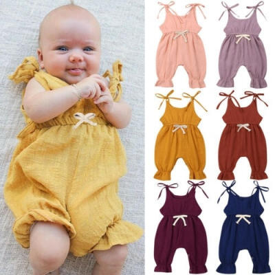 

Baby Girls Summer Cotton Romper Sleeveless Bodysuit Lantern Pants Jumpsuit