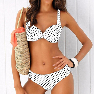 

Roseonmyhand Women Swimsuit Push Up Swimwear Brazilian Bikini Set Halter Retro Beach Bathing Suits