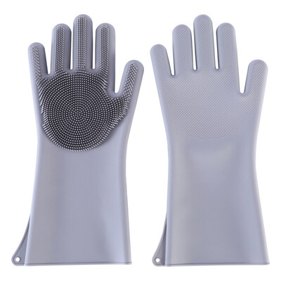 

1 Pair Silicone Dish Washing Gloves Anti-slip Scrubber Kitchen Bathroom Cleaner