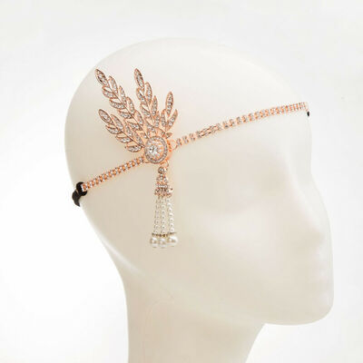 

New Great Gatsby Headband Hat 1920s Hair Cap Silver Ivory Daisy Vintage Flapper