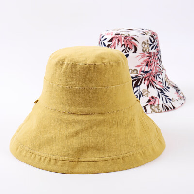 

New Korean version of large brim basin cap anti-ultraviolet shading female cap printed flanged cloth cap double foldable sun cap