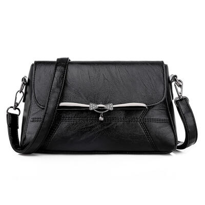 

Solid Color Shoulder Packs PU Leather Women Bowknot Decor Crossbody Bags