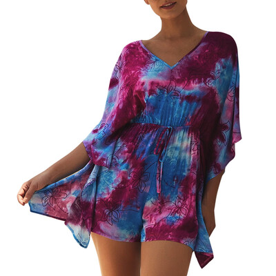 

summer new bohemian print holiday womens high waist dress