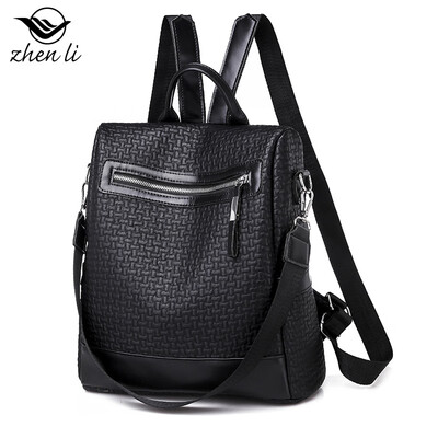 

Japanese style shoulder bag womens new solid color small backpack pu wrinkle handbags