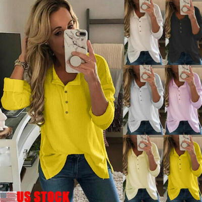 

Plus Size Women V Neck Tops Long Sleeve Tunic Casual Baggy Loose Blouse T Shirts