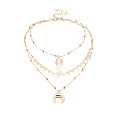 

1PC Sequin Clavicle Necklace Moon Pendant Choker Necklace For Women Bijoux Necklaces Pendants Gold Color Boho Layer Chocker
