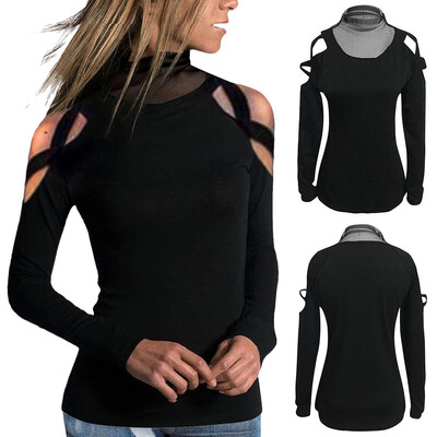 

Starmoon Women Autumn And Winter Base Shirt T-shirt Long Sleeved Gauze High Collar Top