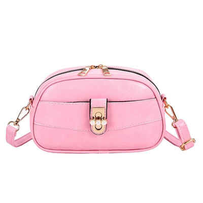 

Elegant Pearl Buckle Bag Women Shoulder Messenger Zip Leather Solid Bags