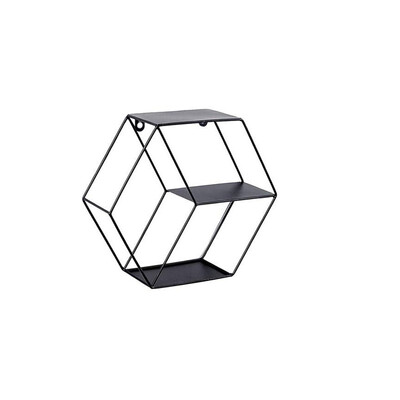 

Gobestart Hexagonal Geometric Storage Frame Iron Grids Wall Shelf Storage Hanging Decor