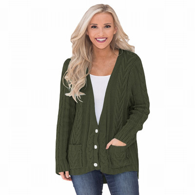 

Cardigan Sweater womens Deep V-neck Button Long Sleeve Knit Cardigan