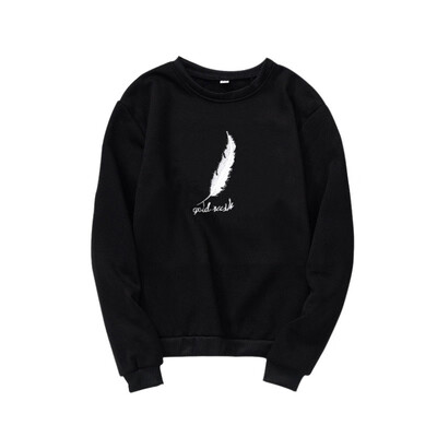 

Fashion Couple Feather Letters Print hoodies Long Sleeve O Neck Jumper Loose Casual Sweatshirt Loose Autumn Winter Warm Tops