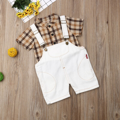 

NEW Fashion Toddler Baby Boy Palid Shirt TopsPants Gentleman Outfit Clothes Set