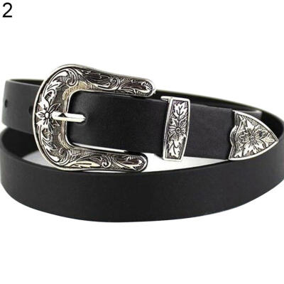 

Women Faux Leather SingleDouble Buckle Western Cowgirl Waist Belt Waistband