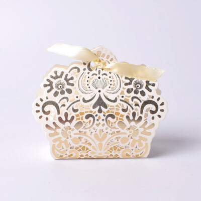 

FUNNYBUNNY Laser Cut Favor Candy Box With Ribbons Bridal Shower Wedding Party Favors