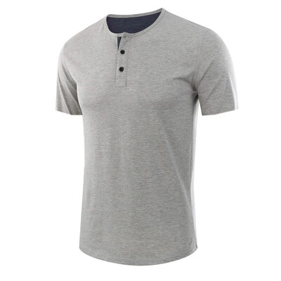 

Toponeto Fashion Mens Baggy Solid Short Sleeve Button O-Neck T Shirts Tops Blouses