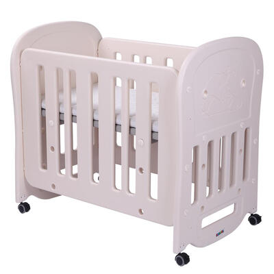

JOYMOR HDPE Baby Crib Cradle Bed Safety Nursery Sleeping Bed with Coir Mattress BPA-free Odor-free Non-toxic White