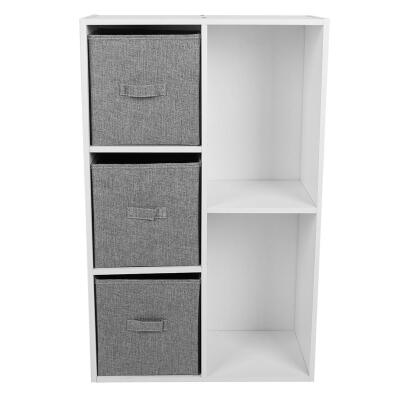 

Greensen Cube Bookcase Bookshelf with 5 Cubby Shelves 3 Bin Drawers for Home Office Display Shelf Multi-Purpose Shelf