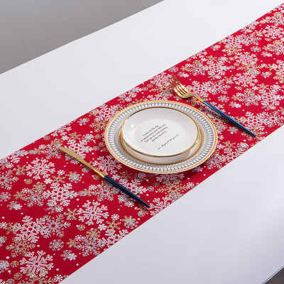 

Siaonvr Merry Christmas Red Snowflake Snowman Long Table Runner Cloth 270CM Home Decor