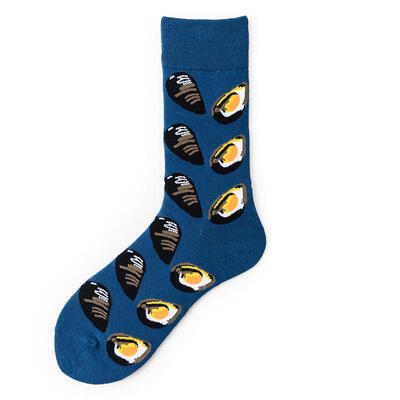 

Unisex Cotton Crew Socks Fashionable Cute Soft Breathable Seafood Printed Socks For Men Women Sized 37-45