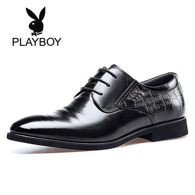 

Playboy PLAYBOY Mens England Wild Strap Round Head Business Dress Shoes Men 9AW643001D Black 41