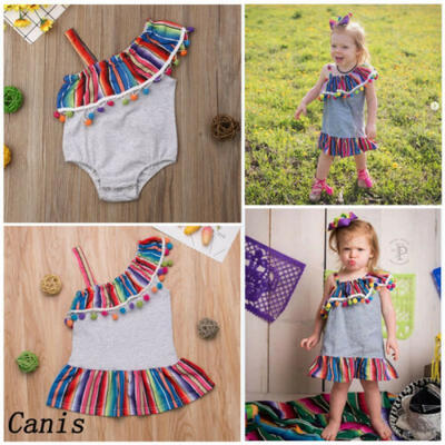 

New Newborn Baby Girl Toddler Romper Jumpsuit Playsuit One-Shoulder Mini Dresses