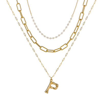 

Tiny Pearl A-Z Fashion Personalized Letter Alphabet Pendant Necklace Gold Color Chain Initial Bib Charms For Women Jewelry