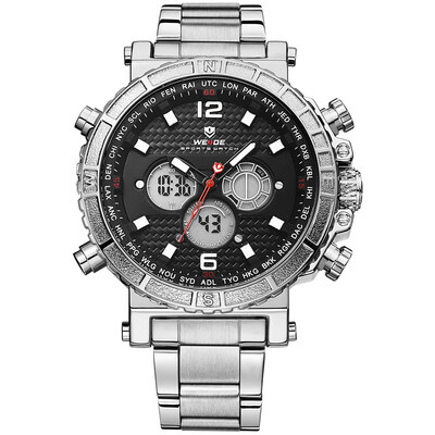 

WEIDE WH6305 Quartz Digital Electronic Watch Three Sub-Dials Dual Time Date Week Time Display 3ATM Waterproof Timer Business Men F
