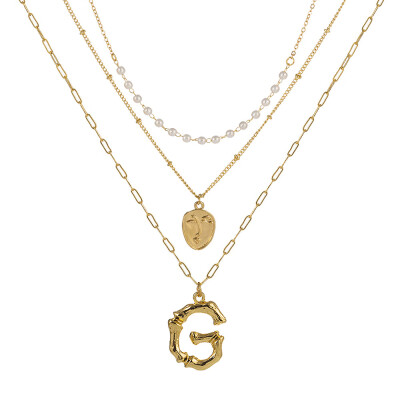 

2019 New Face Coin Beads Alphabet Initial LetterPendant Necklace Female Gold Color Chain Choker Collar Necklaces for Women