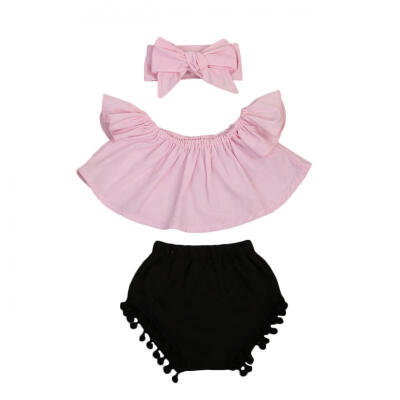 

Newborn Baby Girl Clothes Set Off Shoulder Top T-ShirtShorts Pants 3PCS Outfit