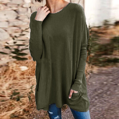 

Women Long Sleeve Loose Fit Tee Shirts Round Neck Tops Plus Size Winter Pullover