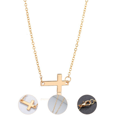 

New Gold Copper CZ Zircon Christian Crosses Pendant Necklace For Women Beautiful Fashion Chains Crucifix Dangle Choker Necklaces