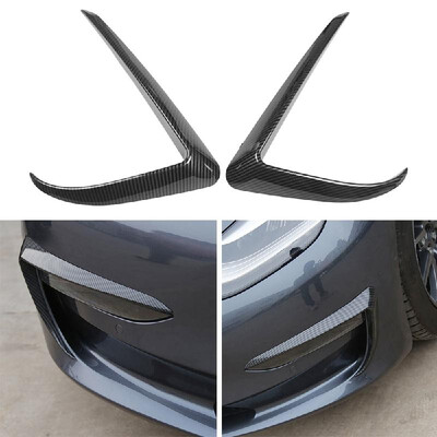 

2Pcs Carbon Fiber Front Foglight Eyebrow Eyelids Cover Trim Fit For Tesla Model 3