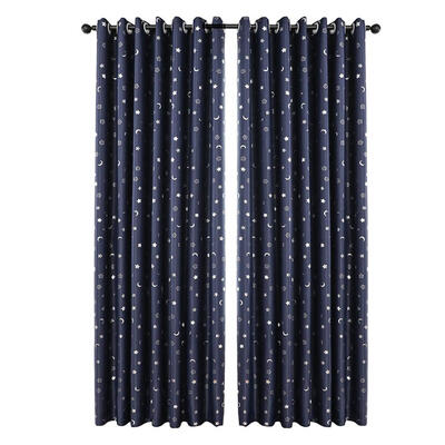 

Stars Moon Bronzing Pattern Shading Sliding Curtains Home Blackout Curtain