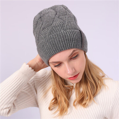 

Tailored Unisex Keep Warm Winter Casual Solid Knitted Hat Wool Hemming Hat Ski Hat