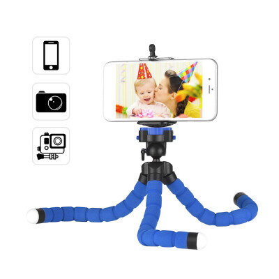 

Mini Flexible Sponge Octopus Tripod Stand Holder with Smartphone Clip 14 Inch Screw 360° Rotating Ballhead for iPhone Huawei Sams