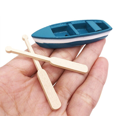 

〖Follure〗Exquisite Blue Mini Boat Miniature FOR 112 Dollhouse Living Room Decoration