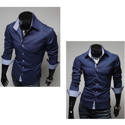 

Fashion Mens Luxury Stylish Casual Dress Shirts Long Sleeve Slim Fit T-Shirts