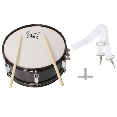 

Glarry 14" x 55" Complete Student Snare Drum Kit with Sticks Strap&Key for Students&Professionals Black
