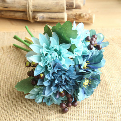 

Gobestart Artificial Silk Fake Flowers Leaf Rose Floral Wedding Bouquet Party Home Decor