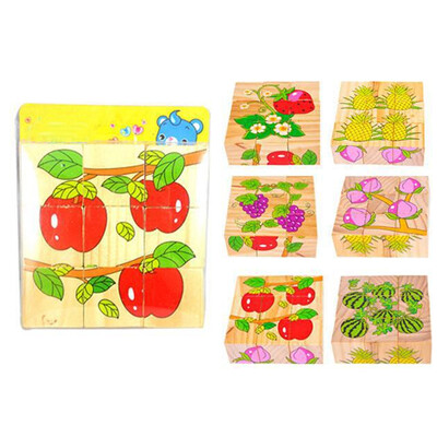 

Tailored Children Wooden 9 Blocks Six Sides Building Blocks Dimensional Puzzle