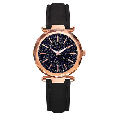 

Womens quartz watch rose gold frame starry dial decorative female student
