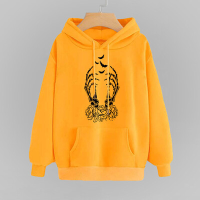 

Tailored Women Print Long Sleeve Casual Hooded Casual Pullover Top Blouse