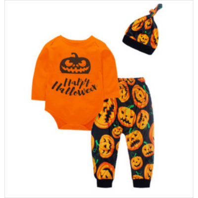 

Newborn Infant Baby Girl Halloween Pumpkin Outfits Romper Long Pants Hat Clothes