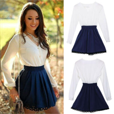 

Lady Women Summer Spring Bodycon Sexy Mini Dress Casual Long Sleeve Swing Dress