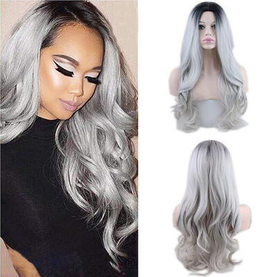 

Tailored Sexy Gradient Black Party Wigs Long Curly Hair Mixed Colors Synthetic Wig