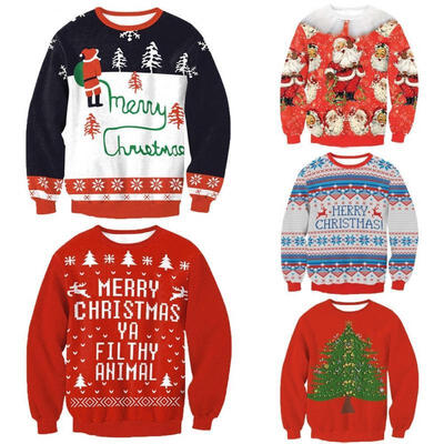 

Unisex UGLY CHRISTMAS Sweater Vacation Santa Elf Funny Womens Men Sweatshirt