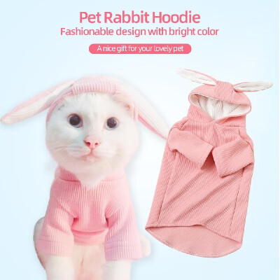 

Pet Cat Rabbit Hoodie w Bunny Ears Hood Fashion Pet Transform Clothes for Small Dogs Cats